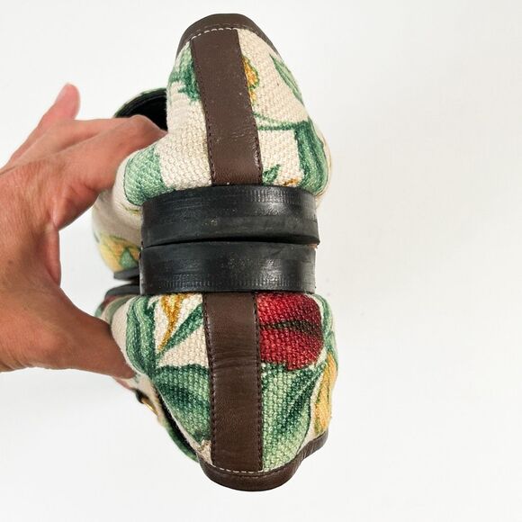 Gucci Jordan Horsebit Floral Loafers Canvas Flats Size 42, 12 - Picture 10 of 14